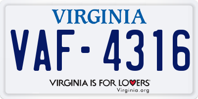 VA license plate VAF4316