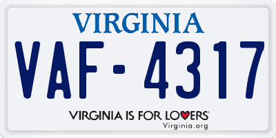 VA license plate VAF4317