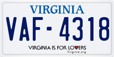 VA license plate VAF4318