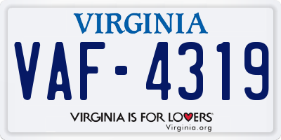 VA license plate VAF4319