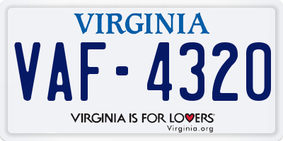 VA license plate VAF4320