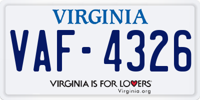 VA license plate VAF4326