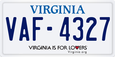 VA license plate VAF4327