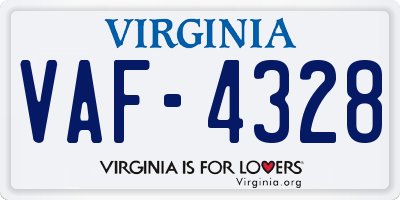 VA license plate VAF4328
