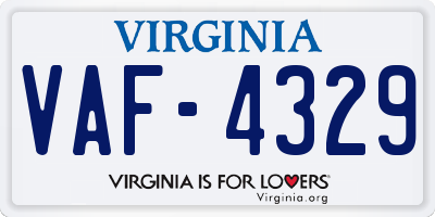 VA license plate VAF4329