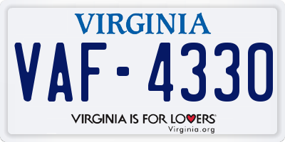 VA license plate VAF4330