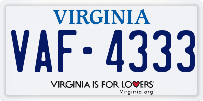 VA license plate VAF4333