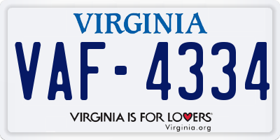 VA license plate VAF4334