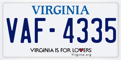 VA license plate VAF4335