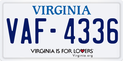 VA license plate VAF4336