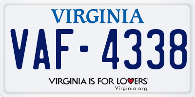 VA license plate VAF4338