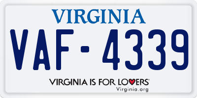 VA license plate VAF4339