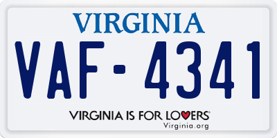 VA license plate VAF4341