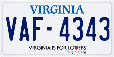 VA license plate VAF4343