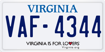 VA license plate VAF4344