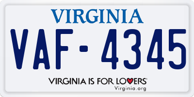 VA license plate VAF4345