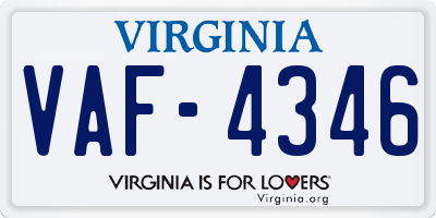 VA license plate VAF4346