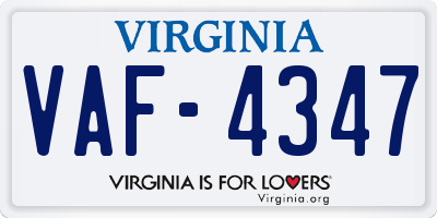 VA license plate VAF4347