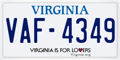 VA license plate VAF4349