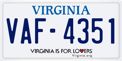 VA license plate VAF4351