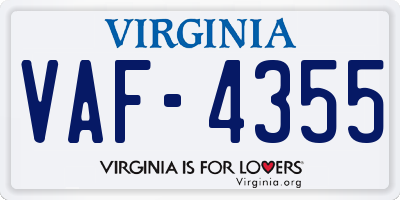 VA license plate VAF4355