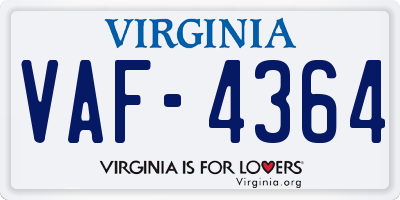 VA license plate VAF4364