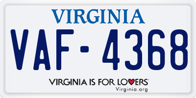 VA license plate VAF4368