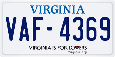 VA license plate VAF4369