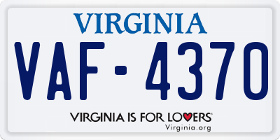 VA license plate VAF4370