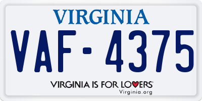 VA license plate VAF4375