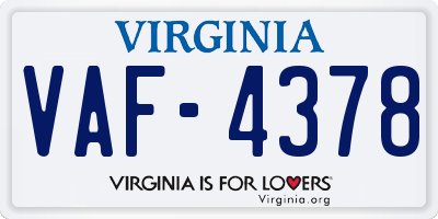 VA license plate VAF4378