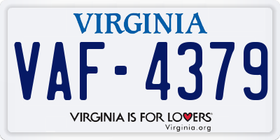 VA license plate VAF4379