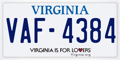 VA license plate VAF4384