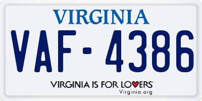 VA license plate VAF4386