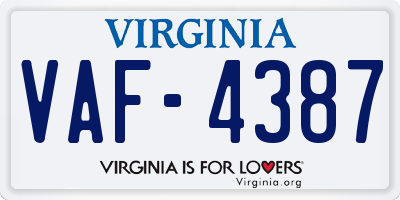 VA license plate VAF4387