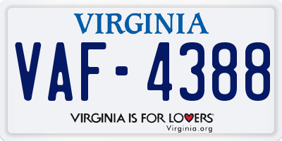 VA license plate VAF4388