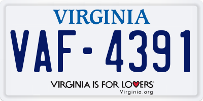 VA license plate VAF4391