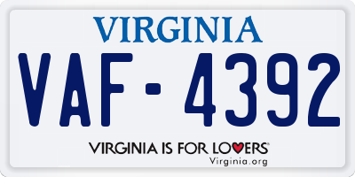 VA license plate VAF4392