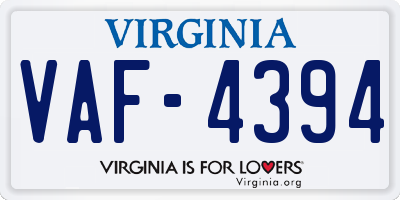 VA license plate VAF4394