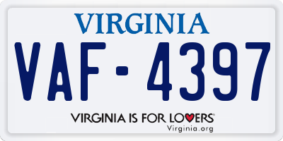 VA license plate VAF4397