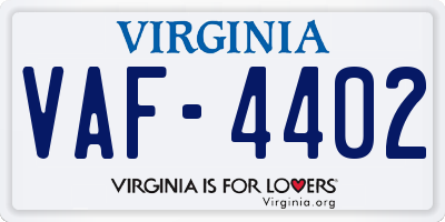 VA license plate VAF4402