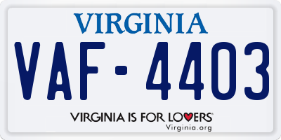 VA license plate VAF4403