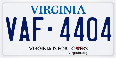 VA license plate VAF4404