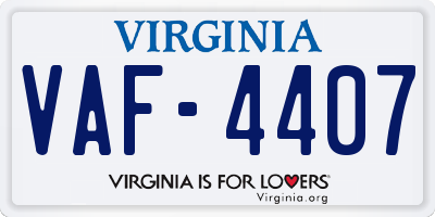 VA license plate VAF4407