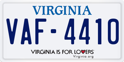 VA license plate VAF4410