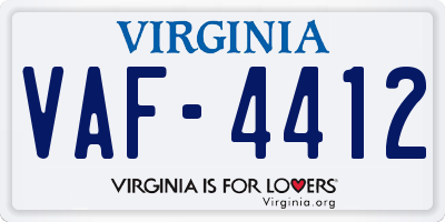 VA license plate VAF4412