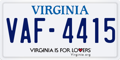 VA license plate VAF4415