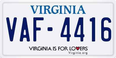 VA license plate VAF4416