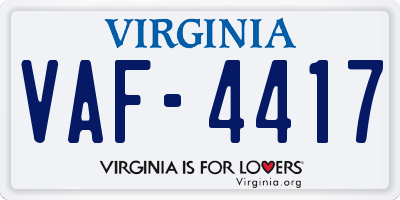 VA license plate VAF4417