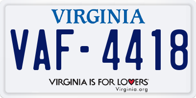 VA license plate VAF4418